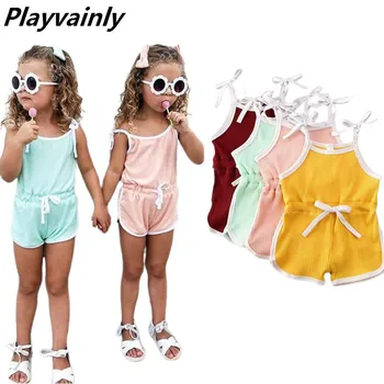 

2020 Summer Baby Girl Jumpsuit Stripe Colorful Cotton Suspenders Overalls Romper Baby Girls Clothes E20350