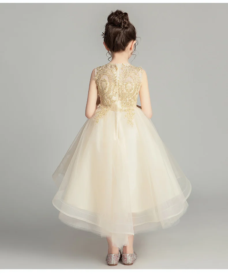 Girls Princess Dress Puffy Grenadine Children Dress Children Catwalks Little Girl Wedding Dress Host Piano Costume