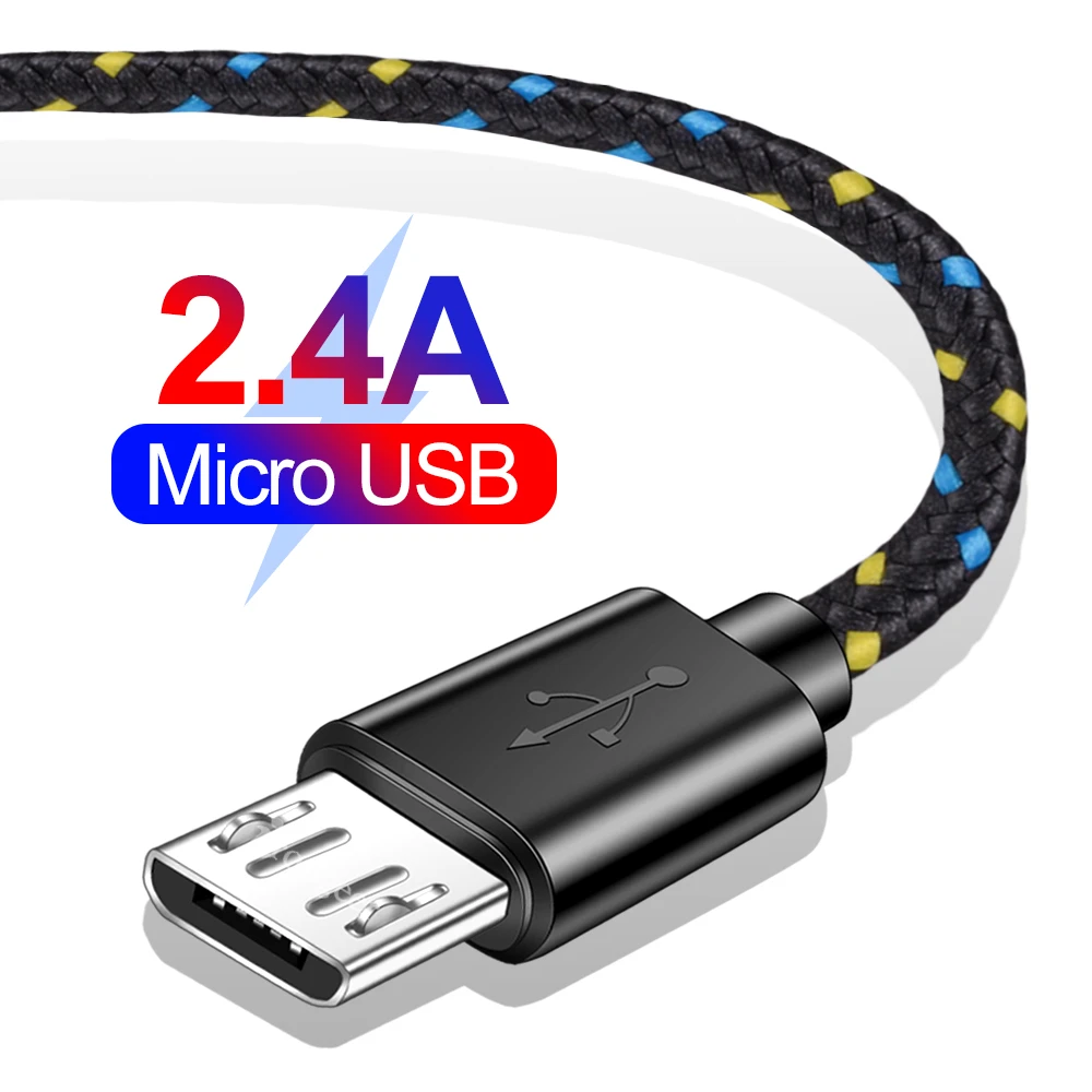 

2A Micro USB Data Charger Cable 1M 2M 3M Nylon Braided Microusb Fast Charging Charger Cable For Samsung Xiaomi Android Phone