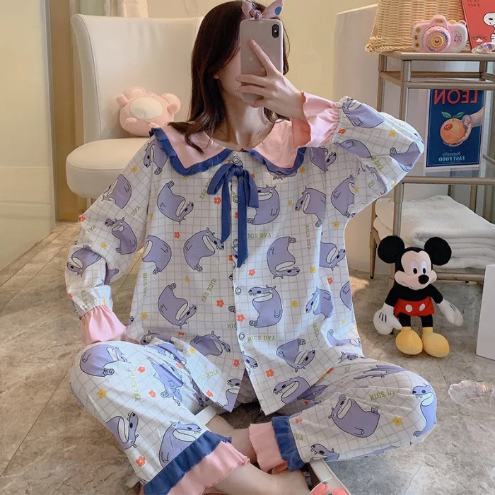 

Send Mask Spring And Autumn Pajamas Women's Sweet Princess Korean-style Long Sleeve Thin-Outer Wear Tracksuit