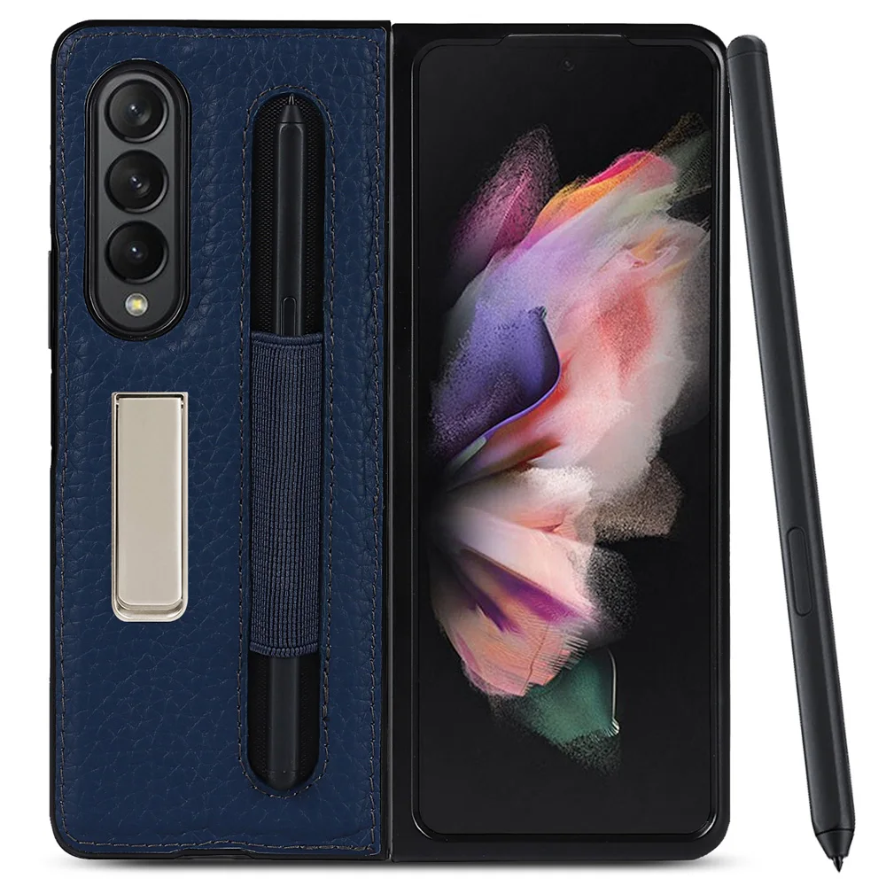 

Genuine Leather for Galaxy Z Fold 3 5G W22 Case With S Pen Protective Cover For Samsung Galaxy Z Fold3 Case with Phone holder