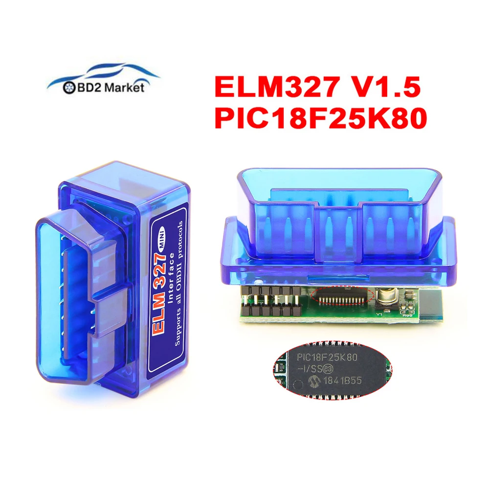Мини сканер PIC18F25K80 ELM327 V1.5 Bluetooth ELM 327 v1.5 OBD2 Диагностический адаптер сканирующий