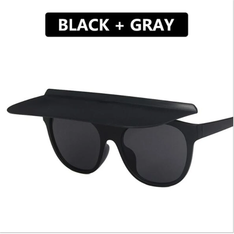 New frame, glasses and hat dual-use Plastic flip sunglasses Star sunglasses Retro catwalk sun visor Polarized glasses big frame sunglasses