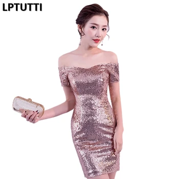 

LPTUTTI Sequin New Sexy Woman Plus Size Social Festive Elegant Formal Prom Party Gowns Fancy Short Luxury Cocktail Dresses