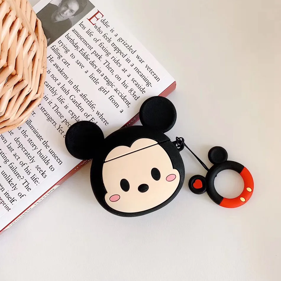 For AirPods Case Cute Cartoon Rabbit Pig Dog Earphone Cover For Airpods 2/i10/i11 Christmas Soft Protect Coque with Keychian - Цвет: Male Mouse