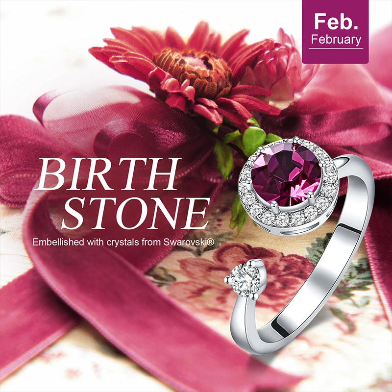 Online Cristal violeta rotativo brillante de la mujer de Cdyle de Swarovski anillo ajustable de Color plata de la boda anillos para niñas marcas de lujo