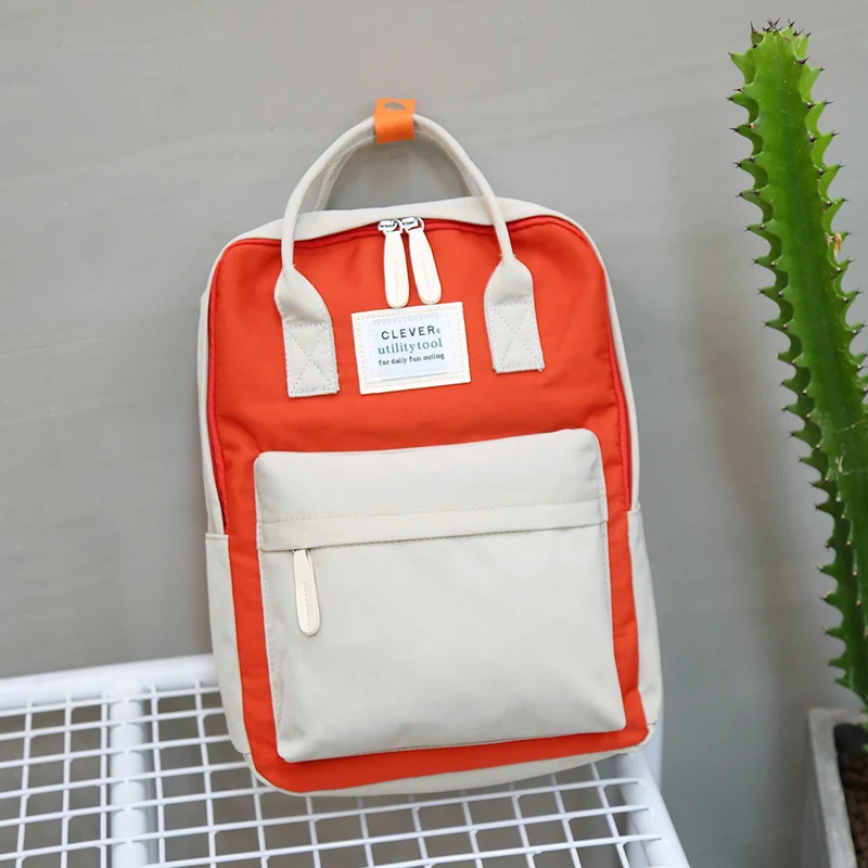 Многофункциональный женский рюкзак Модный молодежный корейский стиль сумка на плечо рюкзак для ноутбука школьные сумки для подростков девочек мальчиков путешествия - Цвет: orange beige