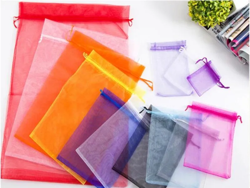 7x9 9x12 10x15 13x18cm 50 Pieces 19 Colors Jewelry Bag Wedding Gift Organza Jewelry Bag Display Packaging Jewelry Pouches 5Z