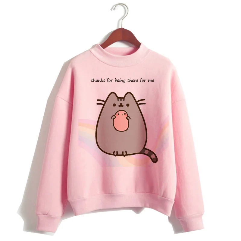 Pusheen Кошка толстовки Harajuku для женщин Забавный мультфильм толстовка Kawaii Ullzang милый с капюшоном Корейская зима 90s теплая толстовка женская