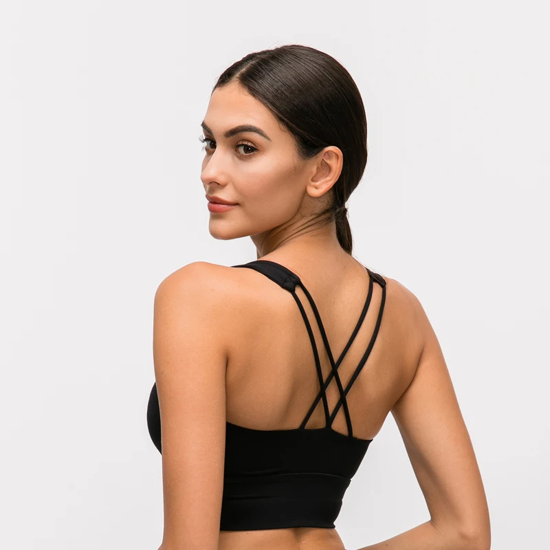 

Nepoagym BOOST Cross Back Sport Bra Top Strappy Women Push Up Bra Brushed Fabric Workout Bra Soft Padded Long Yoga Bras