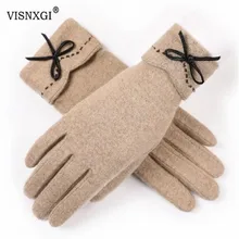 VISNXGI дизайн модные женские перчатки осень зима милые кнопки теплые митенки полный палец варежки женские кашемировые женские перчатки