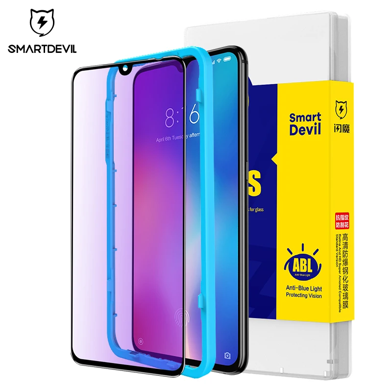 SmartDevil Tempered Glass for Xiaomi Mi 10 Pro K20 Screen Protector for Xiaomi Mi 8 Li 9T Pro 9 SE Global Version Blue Light