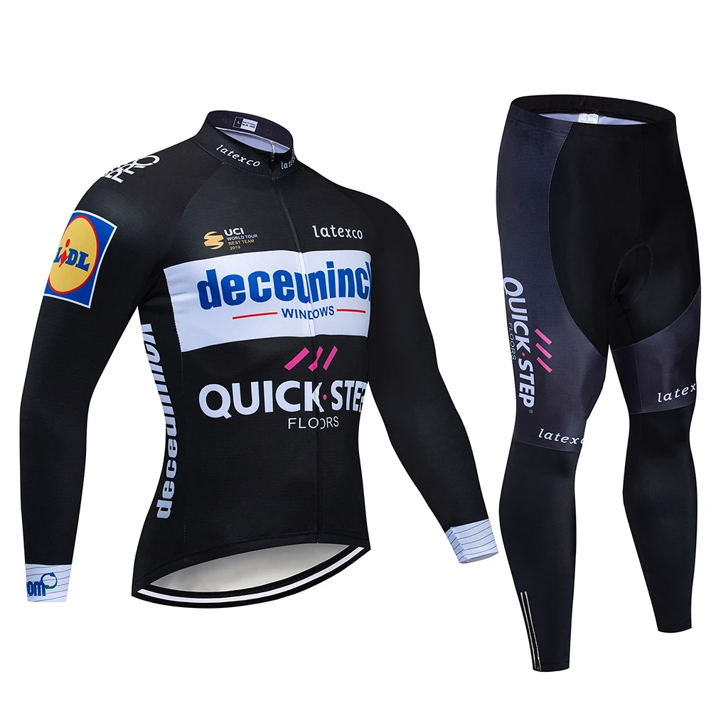 Pic Color Pro Team QUICK STEP Велоспорт Джерси 9D нагрудник набор Бельгийская велосипедная одежда мужская зимняя теплая флисовая велосипедная Одежда для велоспорта - Цвет: Pic Color