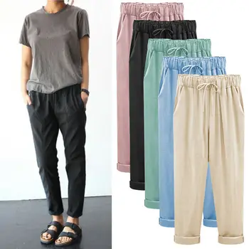 

Plus Size 6XL Women Casual Elastic Solid Jogger Dance Harem Pockets Loose Pants Baggy Slacks Trousers Sewatpants