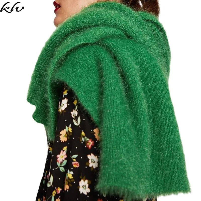 

Womens Woolen Yarn Knitted Scarf Solid Color Fashion Simple Style Warm Headscarf