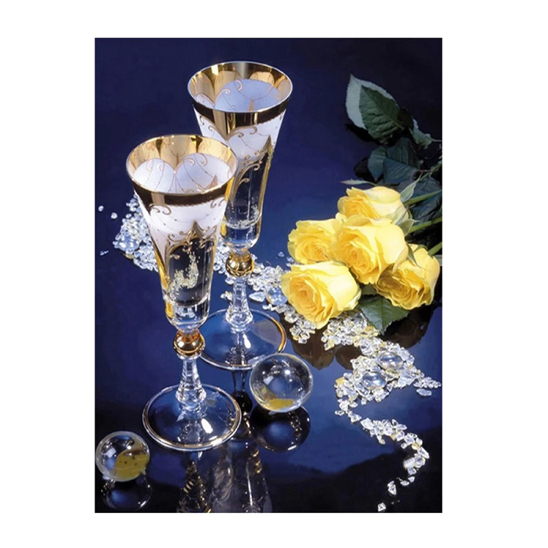 5D DIY Champagne Rose Diamond Embroidery Full round/Square Painting Cross Stitch Mosaic Kits Home Decor Gift | Дом и сад
