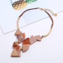 ヴィンテージロープチェーンアクリルウッド幾何ペンダントネックレス女性チョーカー Kolye Collares デモーダ 2019 チェーンゴシックコラルジュエリー(China)