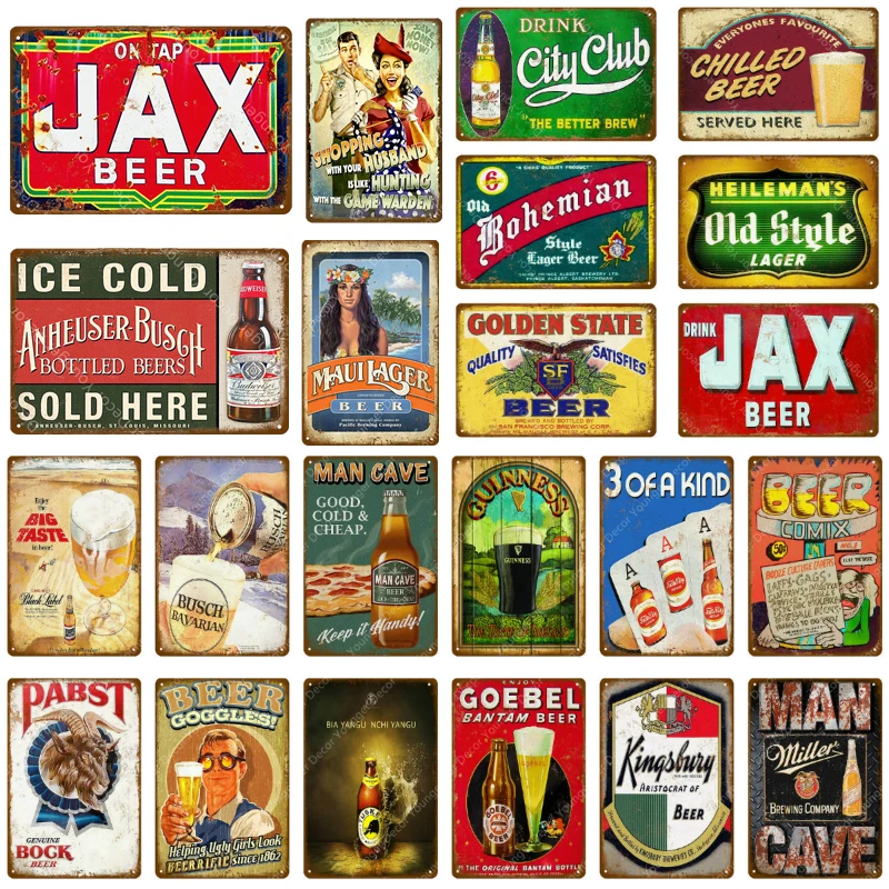 Drink Jax Beer Logo Retro Weathered Wall Decor Bar Pub Man Cave Metal Tin Sign 