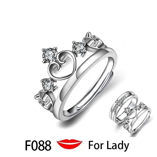 F088 Woman Модный набор колец Huitan, символ любви, с буквой, его королева и ее король, выгравированное обручальное кольцо для женщин и мужчин, кольца на палец - Цвет основного камня: F088 Woman