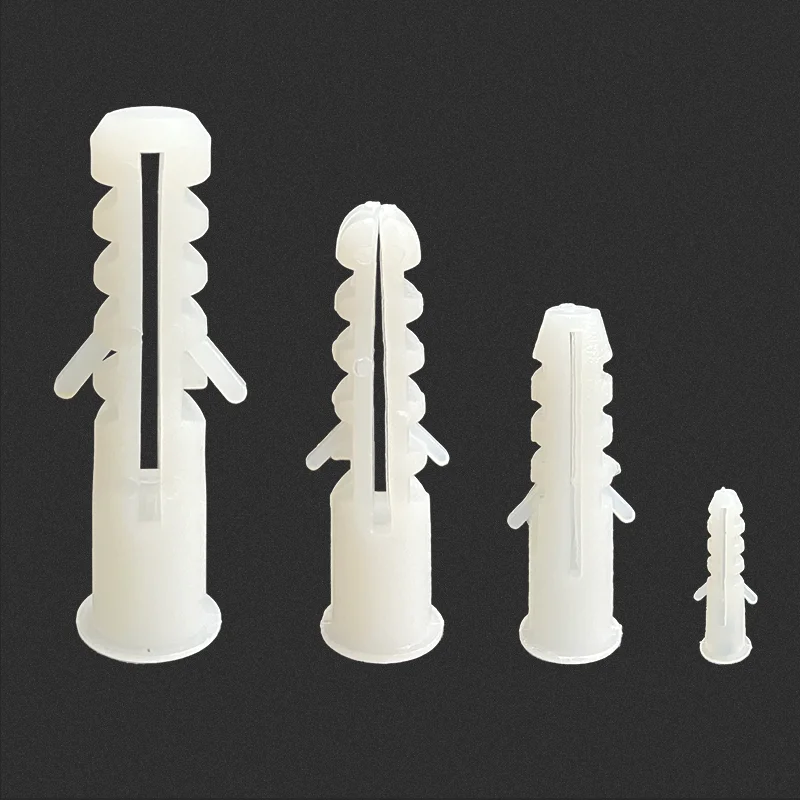 20/30/50pcs M6 M8 M10 M12 Ribbed Plastic Anchor Wall Plastic Expansion Pipe Tube Wall Plugs For Self-tapping Screws