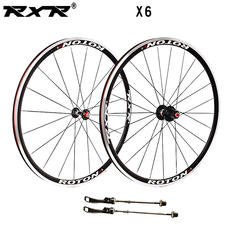 RXR Road Bike Wheelset X6 700C Bearing Wheels 7-11 Speed V Brake Clincher Front Rear Aluminum alloy Wheelsets