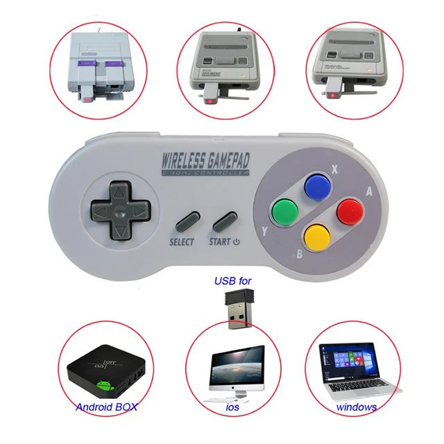 Wireless Gamepads 2.4ghz Joypad Joystick Controller For Snes Super Nintendo  Classic Mini Console Remote Accessories - Gamepads - AliExpress