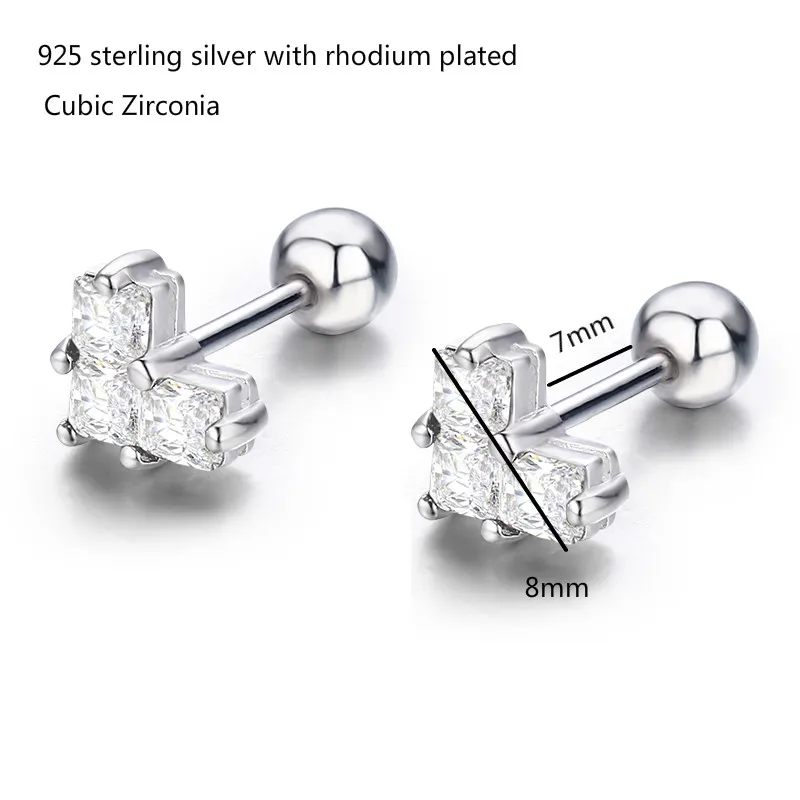 Женские и детские серьги гвоздики Orecchini Aros Aretes изящные черные из стерлингового