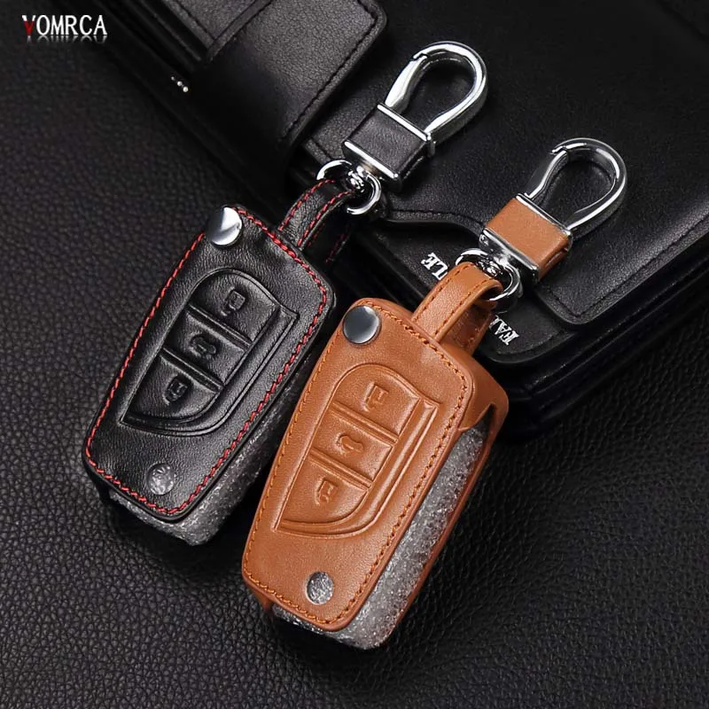 Кожаный чехол для ключей Toyota Camry Highlander Corolla Prado REIZ Crown RAV4 Hilux Vitz, аксессуары для ключей