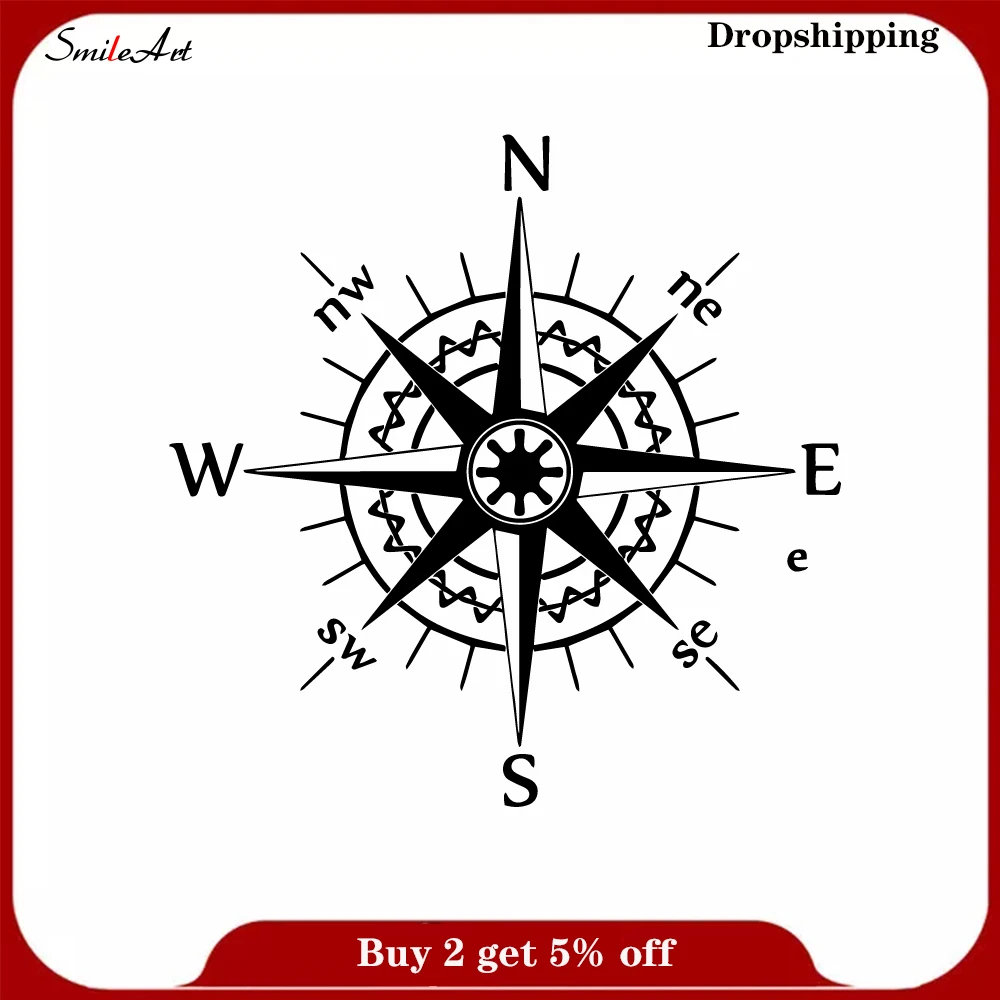 Fashion Compass Art Sticker Waterproof Wall Stickers Decals Decoration DIY Home Decor | Дом и сад