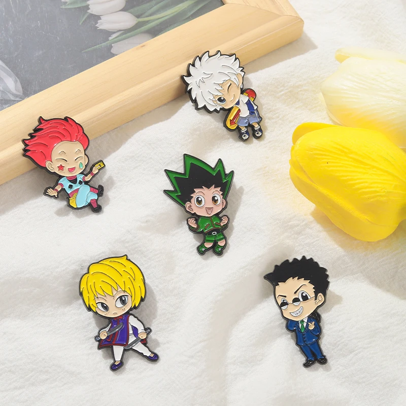 Demon Slayer HUNTERXHUNTER Enamel Pin Anime Characters 5pcs/Sets Suits Brooches Badge Backpack Gift Friends Jewelry Wholesale