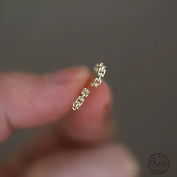 925 Sterling Silver European Abstract Chain Ear Bone Clip Women Punk Hip Hop Plating 14k Gold Jewelry Accessory Gift