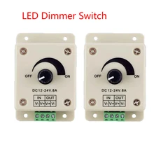 

LED Dimmer Switch DC 12V 24V 8A Adjustable Brightness Lamp Bulb Strip Driver Single Color Light Power Supply Controller