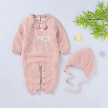 

Autumn Newborn Baby Boy Girls Clothes Set Cotton Jumpsuit Cartoon Pattern Long Sleeve Hat Romper Set Outfits Season Sale