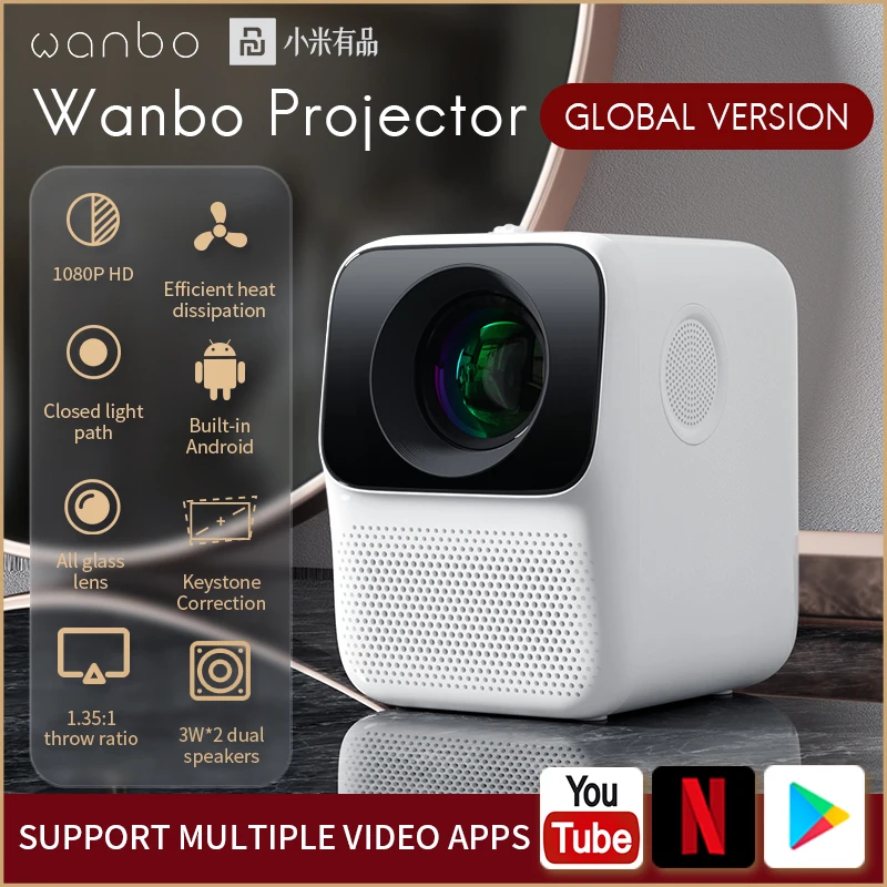 Full hd 1080P Projector Global Version Wanbo T2 MAX LCD Projector LED Support 1080P Vertical Keystone Correction Home Theater