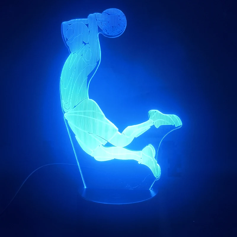 Slam Dunk баскетбольная спортивная 3D лампа Горячая Распродажа яркая база Прямая поставка изменение цвета с дистанционным управлением СВЕТОДИОДНЫЙ Ночник светильник