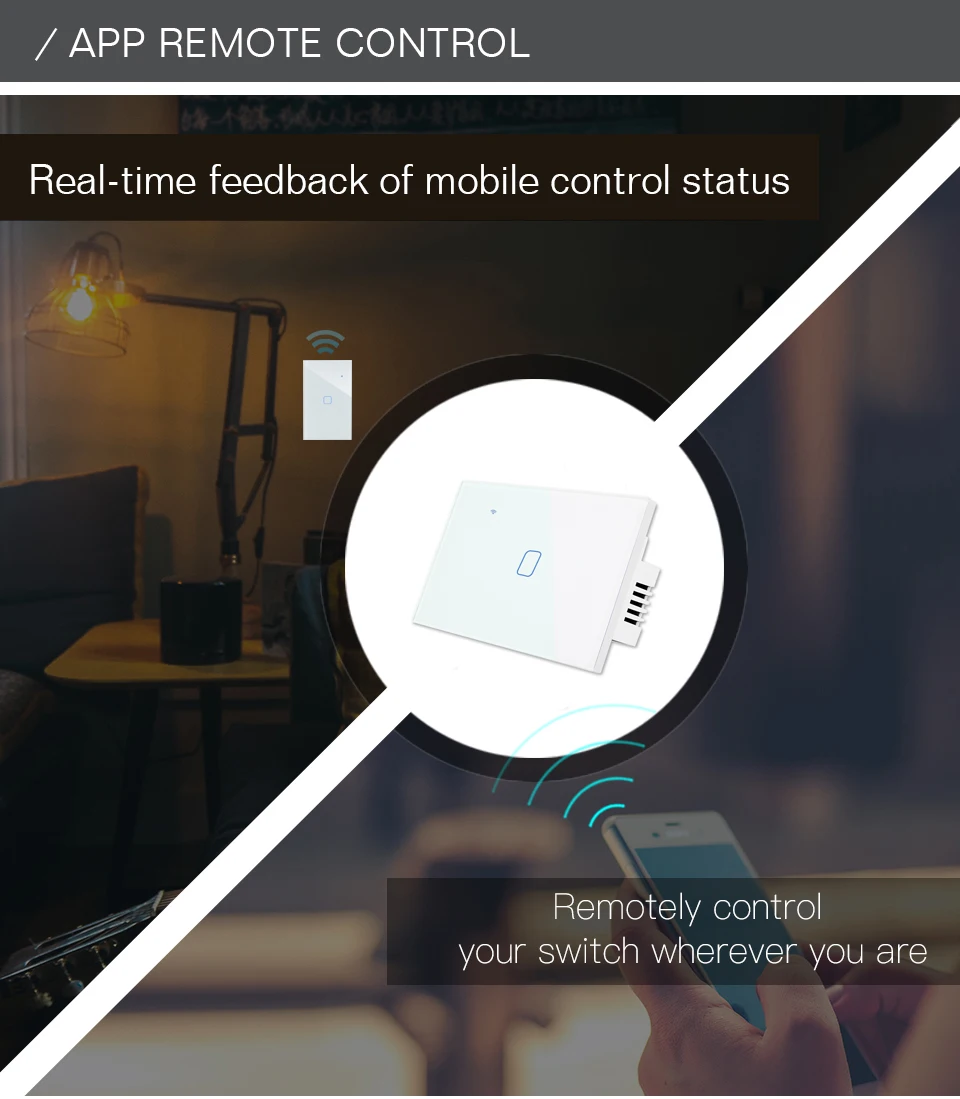 Interruptor de Lâmpadas, Painel Tátil de Vidro,