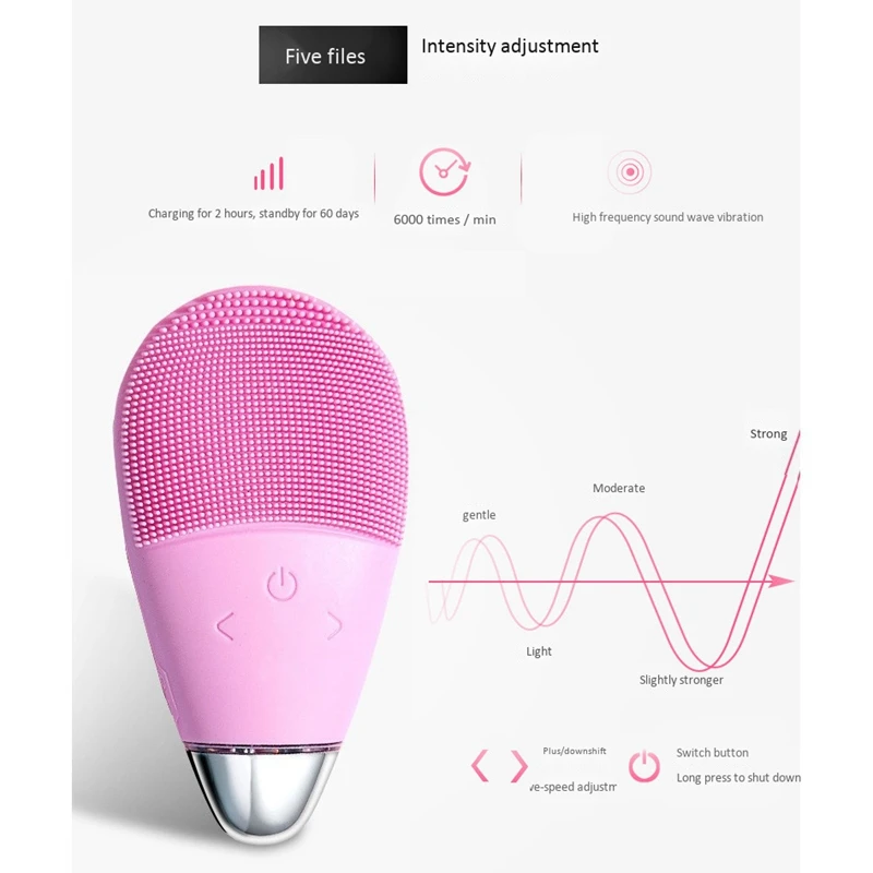 Face Cleaning Brush Eye Heating Care Instrument Ultrasonic Electric Silicone Face Cleaning Brush Beauty Instrument Wireless Char
