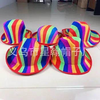 

Yiwu Knit Fabric fu he mao Eva High Smoke Pipe Cap Rainbow Party Clown Performance Holiday Hat