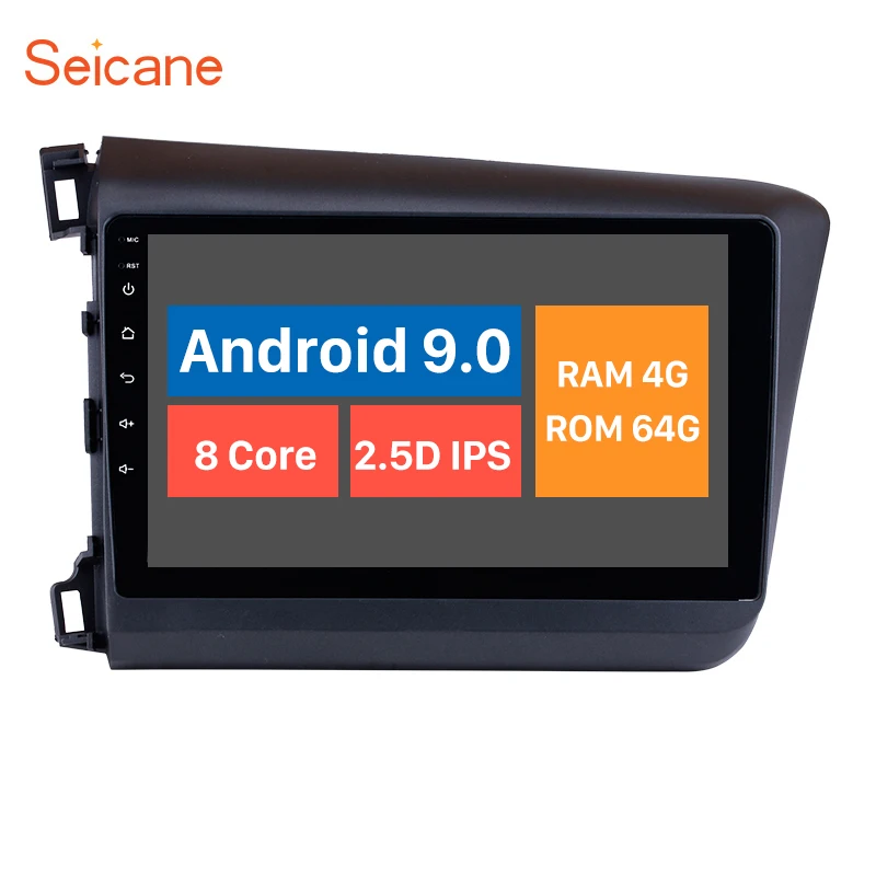 Seicane 1024*600 мультитач Android 9,0 Bluetooth gps система автомобиля радио для 2012 Honda Civic поддержка OBD2 3g WiFi 1080P DVR