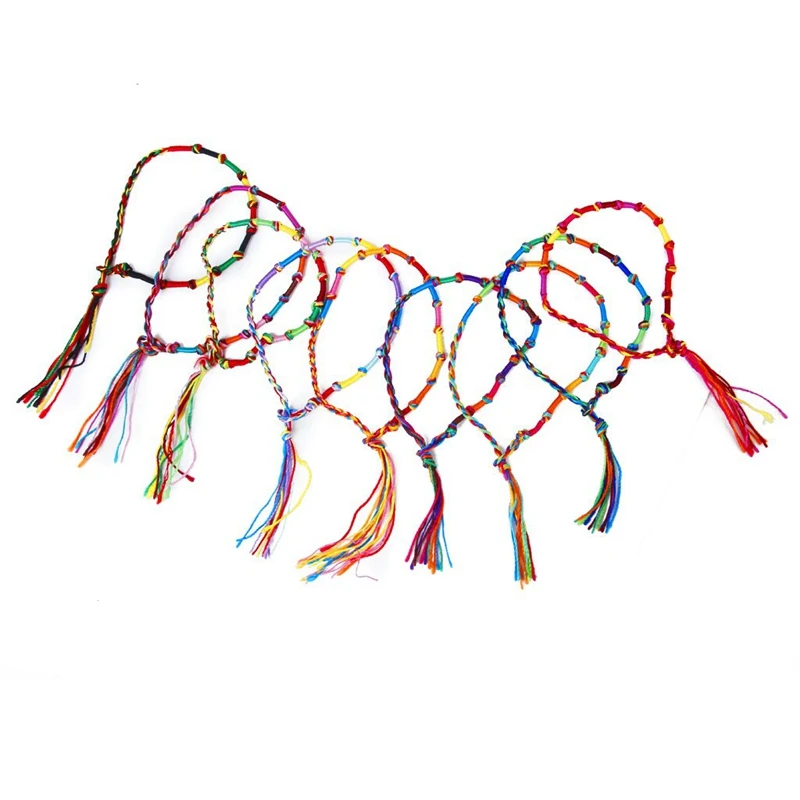 9 x Hippie Style Colorful Braided Friendship Bracelets Thread Wrist Ankle Bracelet Random Color--Knurled | Украшения и аксессуары