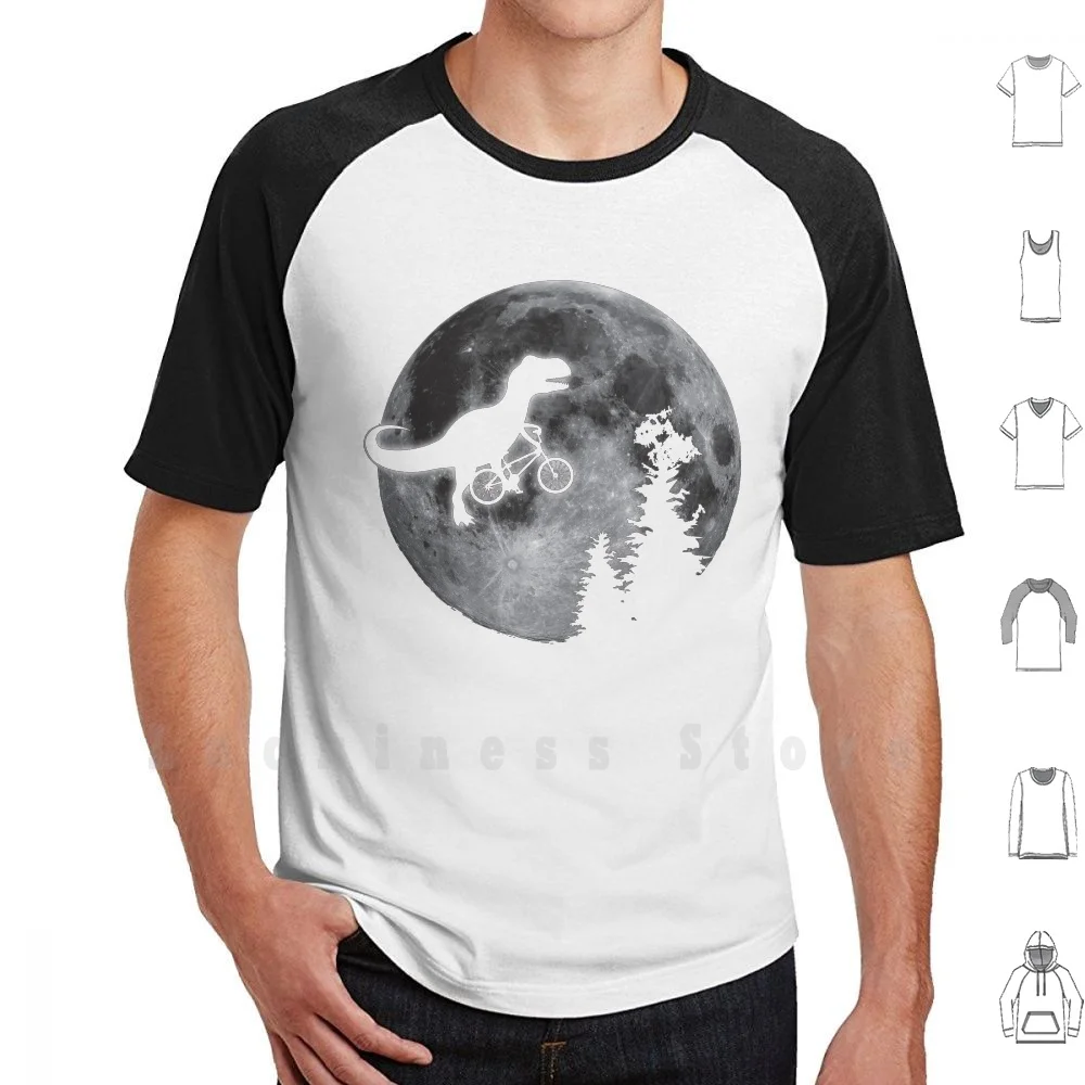 T-Rex E. T. Moon Bike T Shirt Diy 100% Cotton 6Xl Et Trex Space Universe Galaxy Love Trip Friends Nature Hippie Ilustration