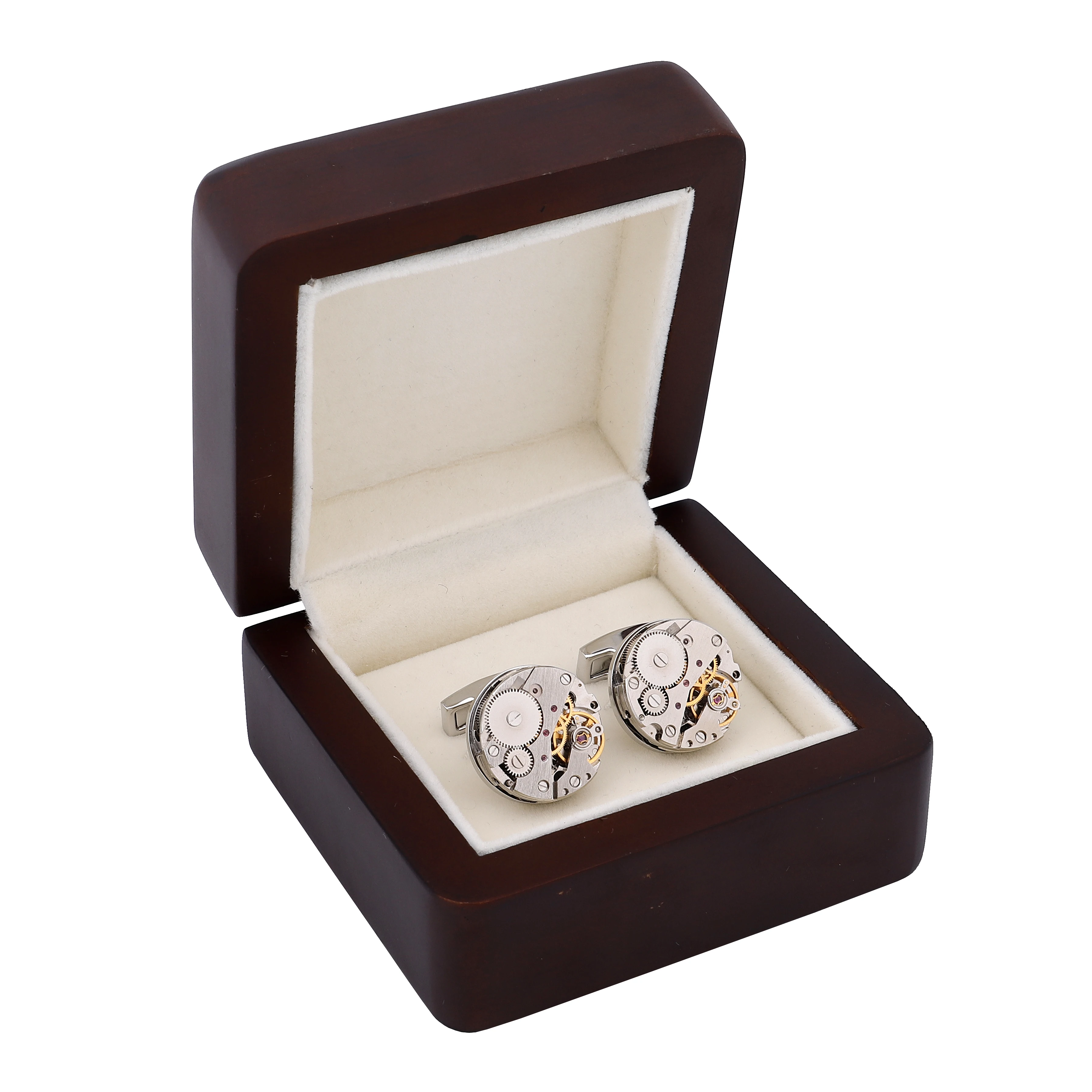 Mechanical Watch Movement Cufflinks Punk Gear Immovable Suit Shirts Cufflinks High-end Business Present for Men Box Package