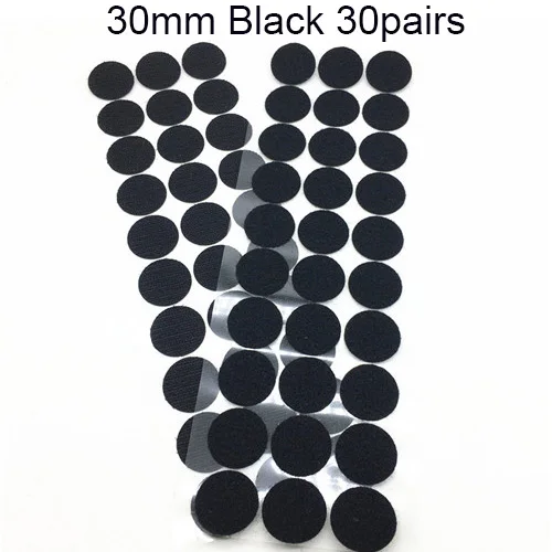 30mm Balck 30pairs 10/15/20/25/30 мм Розовый Круглый сильная самоклеящаяся крепежная лента в горошек нейлон крюк и петля клей крепление Magic Стикеры 100 пар - Цвет: 30mm Balck 30pairs
