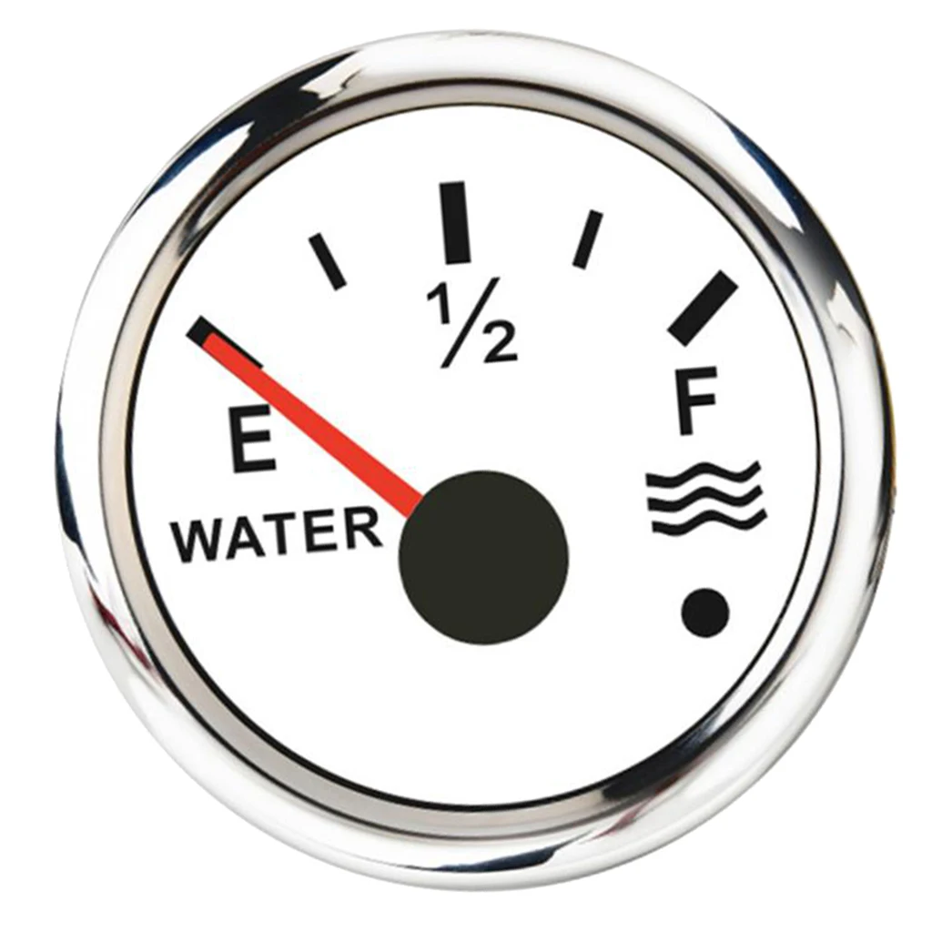 0-190/240-33 Ohm Pointer Water Tank Level Gauge 2 inch 52mm, Waterproof Stainless Stress Frame for Marine Car Truck RV (White)
