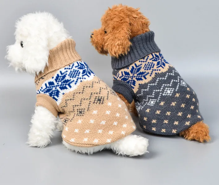 usd3.98/pc wholesale dog winter clothes apparel sweater Turtle neck classic pattern snow Mixed size 20pcs /lot