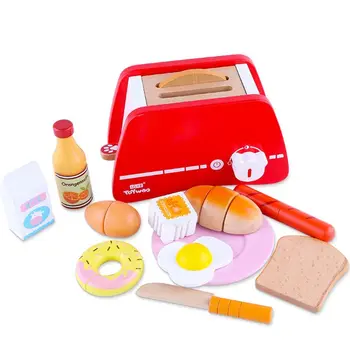 

13pcs Wooden PopUp Toaster Play Set Kids Toy Kitchen Set Toy Kitchen Accessories