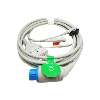 

ECG Cable One Piece 3 Lead Wires 10 Pin Clip Grabber AHA Standard for Datex Cardiocap Patient Monitor One Piece Patient Wire