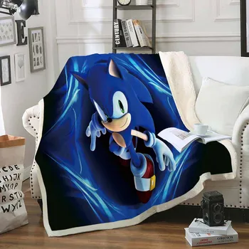 

Anime Sonic the Hedgehog Blanket 3D Cartoon Sherpa Fleece Blanket Sofa Throw Blanket for Kids Adult Home Bedding Blanket 150x200