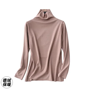 

Dralon Seemless Thermal Clothes WOMEN'S Underwear Long Sleeve Sleeves on Clothes Autumn and Winter Fever High Collar Base Shirt