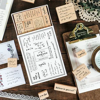 

poem paragraph sentences design wooden stamps letters square shape wood stamp scrapbooking DIY hobby use
